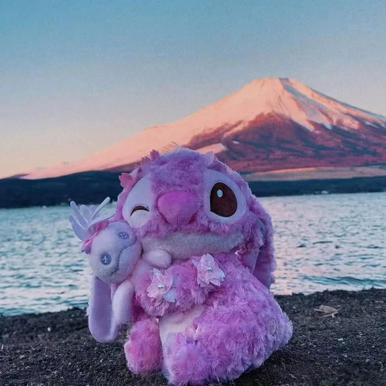 Disney Kawaii Sakura Stitch Plush Toy Doll Cartoon Anime Figure Rose Velvet Cushion Pillow Peluches Valentine Day Birthday Gift