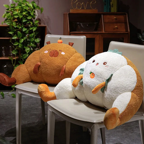 70cm Croissant Lumbar Support Pillow Cute Capybara Carrot Toast Soft Stuffed Plush Toy Sofa Cushion Chair Back Pillow Charm Gift