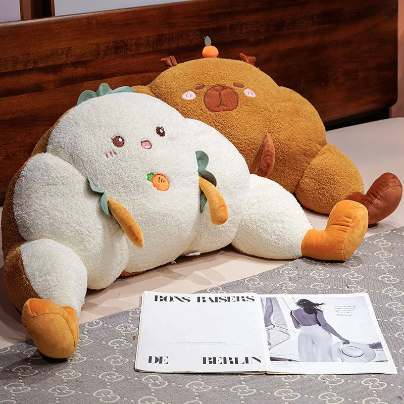 70cm Croissant Lumbar Support Pillow Cute Capybara Carrot Toast Soft Stuffed Plush Toy Sofa Cushion Chair Back Pillow Charm Gift