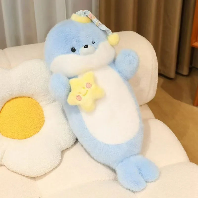 New Large Size Seal Plush Toy Fluffy Cartoon Throw Pillow Soft Stuffed Animal Doll Home Decor Sleep Companion Toy Birthday Gift