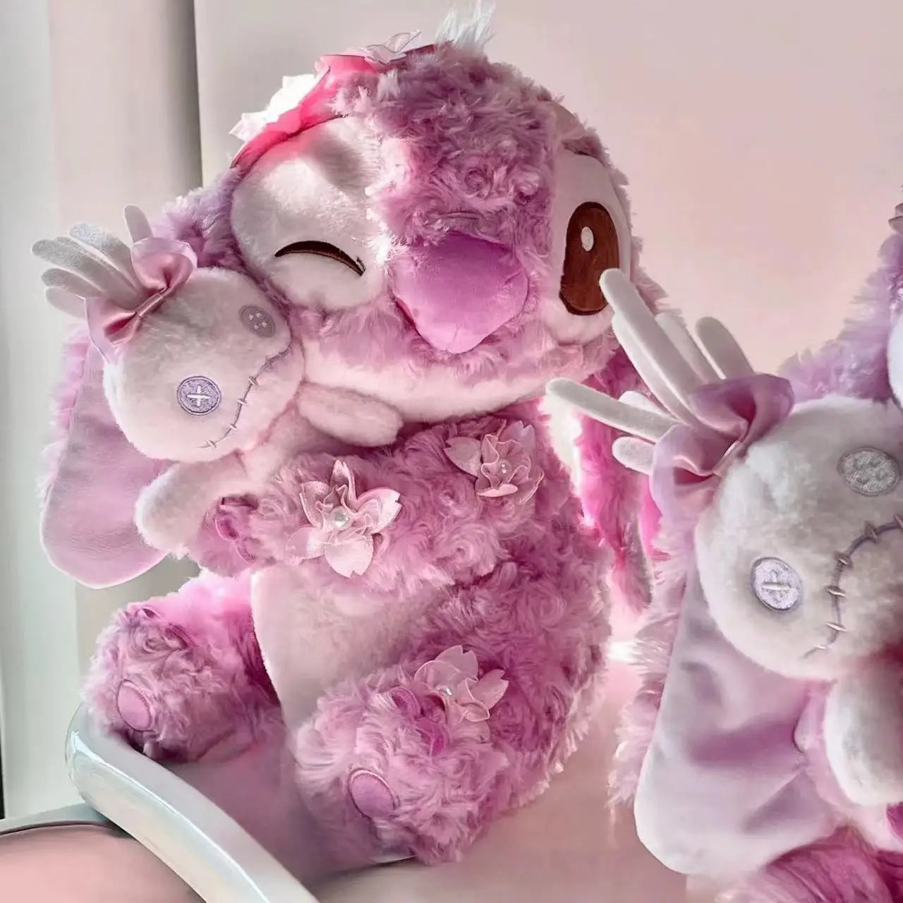 Disney Kawaii Sakura Stitch Plush Toy Doll Cartoon Anime Figure Rose Velvet Cushion Pillow Peluches Valentine Day Birthday Gift