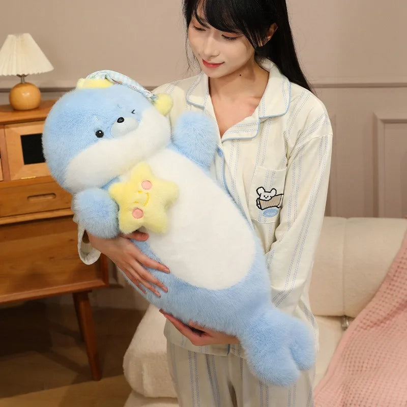 New Large Size Seal Plush Toy Fluffy Cartoon Throw Pillow Soft Stuffed Animal Doll Home Decor Sleep Companion Toy Birthday Gift