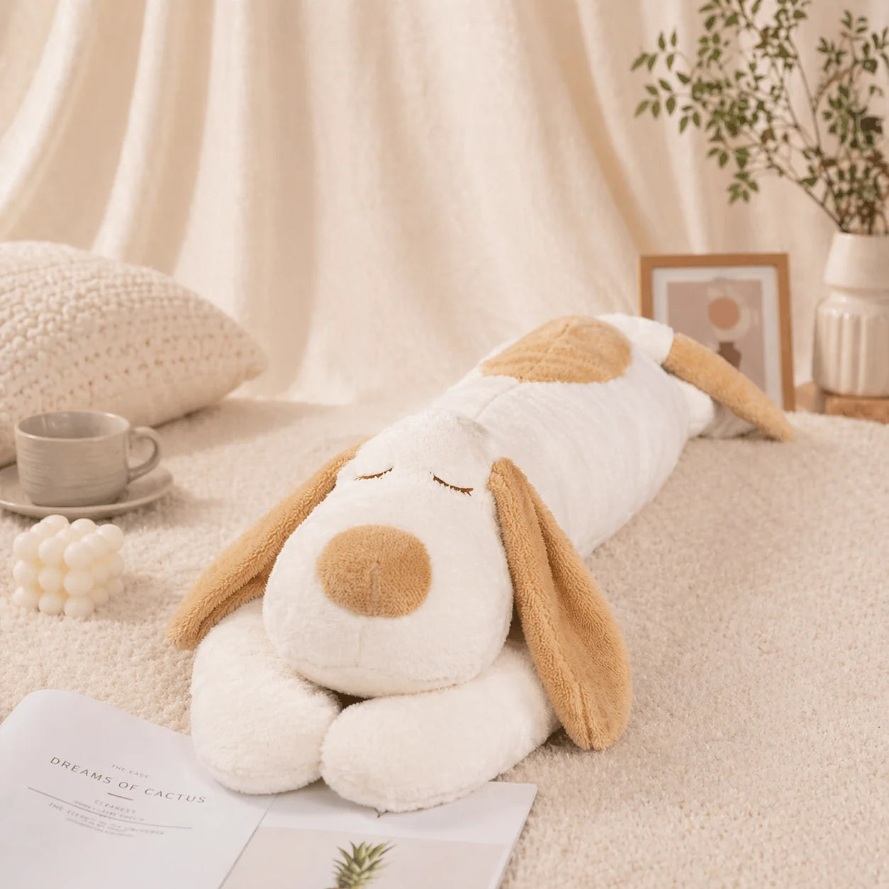 150cm Soft Cotton Giant Down Dog Plush Pillow Doll Long Pillow Stuffed Pet Doll Baby Long Sleep Pillow Accompany Gift