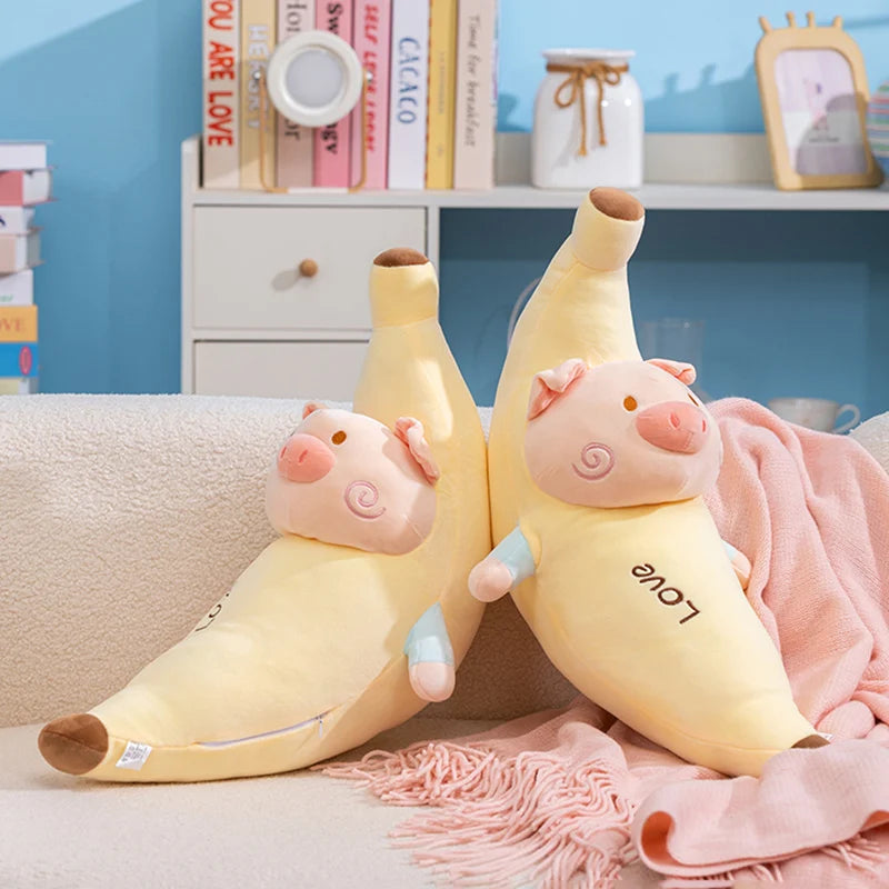 50cm Banana Pig Pillow Soft Plush Toys Sofa Bed Lumbar Cushion For Home Decor Stuffed Plushies Animal Love Pig Banana Pillow