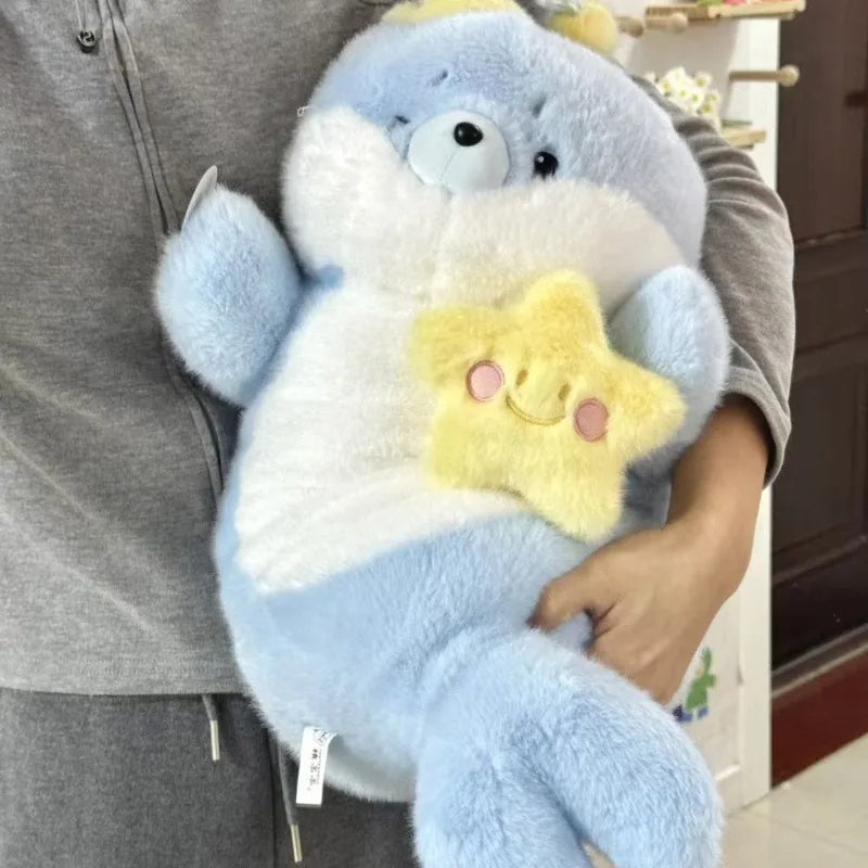New Large Size Seal Plush Toy Fluffy Cartoon Throw Pillow Soft Stuffed Animal Doll Home Decor Sleep Companion Toy Birthday Gift